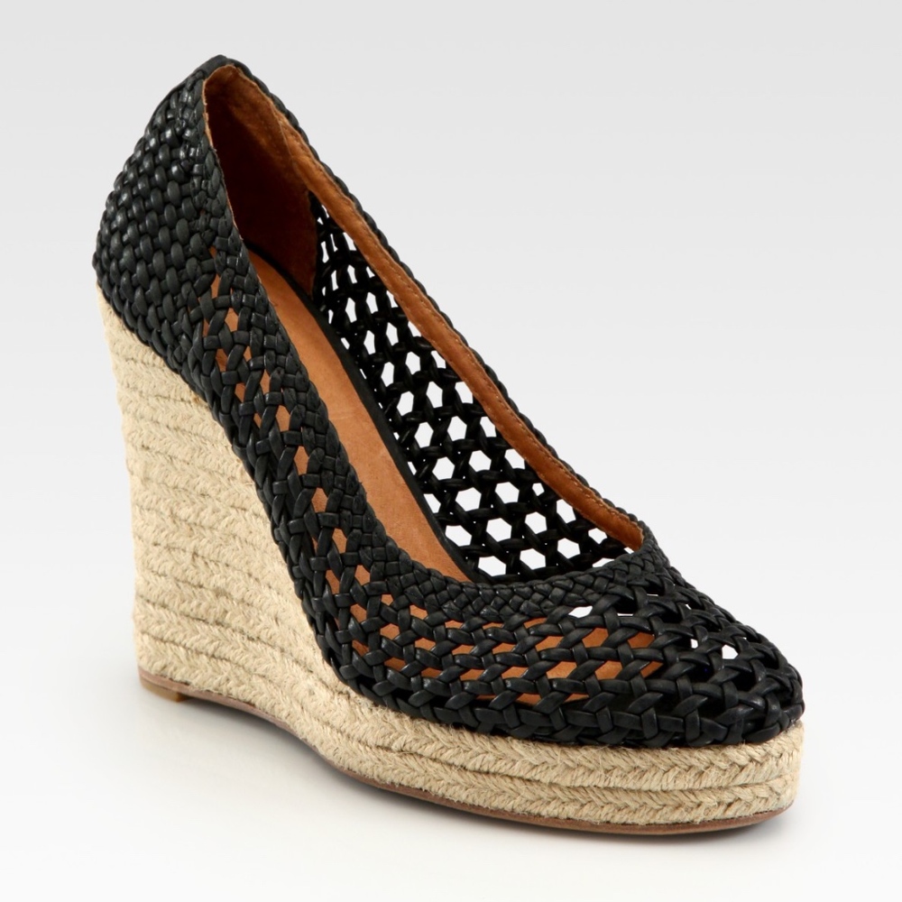 Joie Semisheer Woven Leather Espadrille Wedge